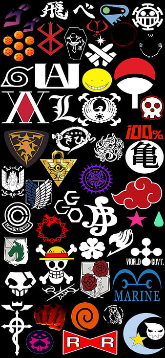 Manga symbols, anime, black, hxh, logos, manga, naruto, one piece, symbols,  white, HD phone wallpaper | Peakpx