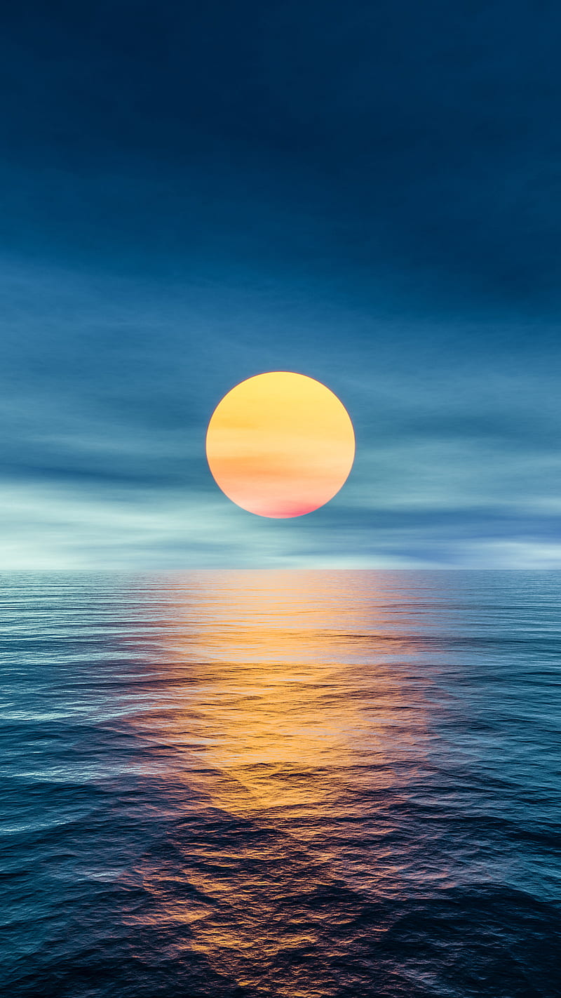 Sun set, h2o, sky, waves, HD phone wallpaper