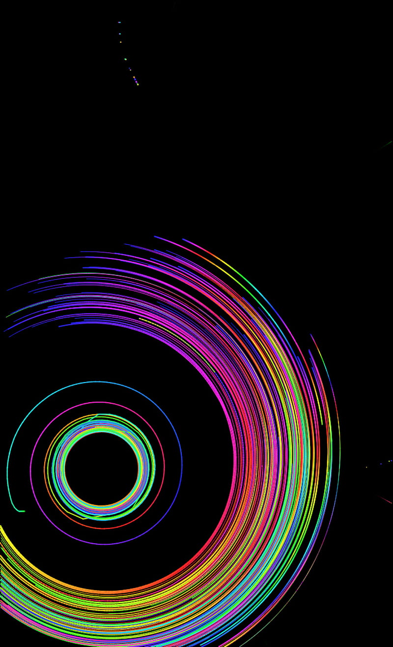 Neon hole , abstract, circles, colors, dark, illusion, illusions, rainbow, HD phone wallpaper