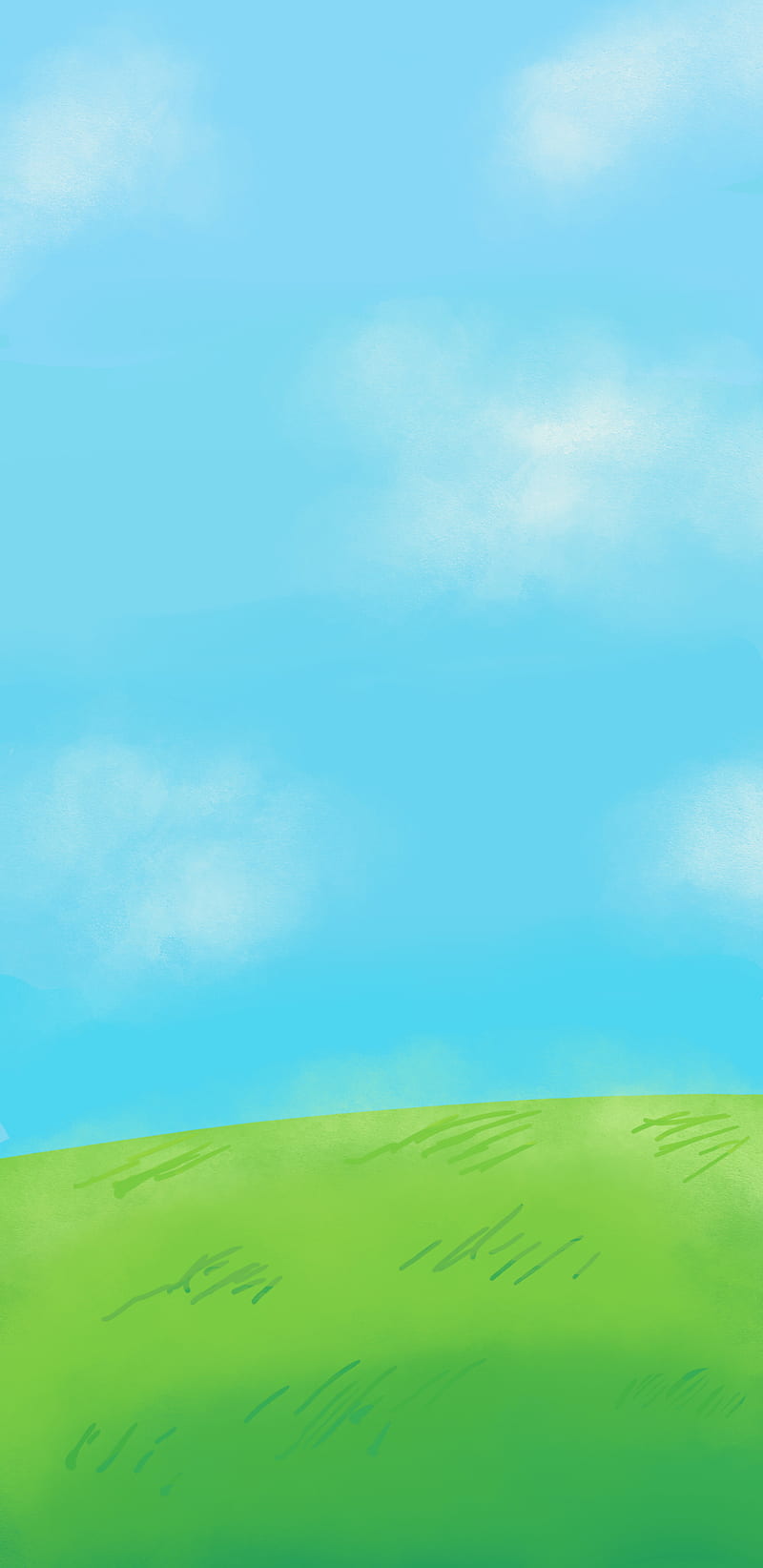 Cielo con nubes, dibujos, meadow, naturaleza, HD phone wallpaper