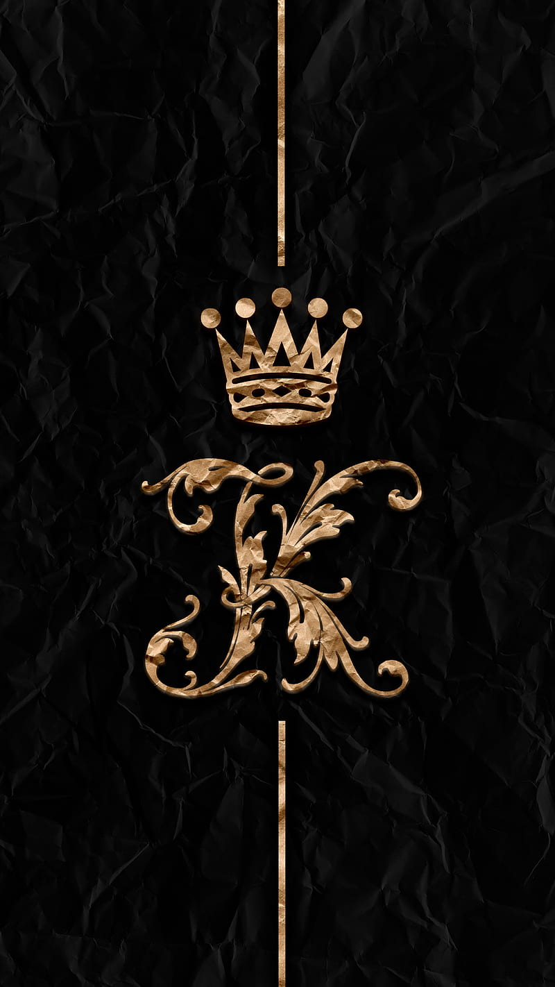 King, alphabet, black background, crown, fortnite, golden, HD phone  wallpaper | Peakpx