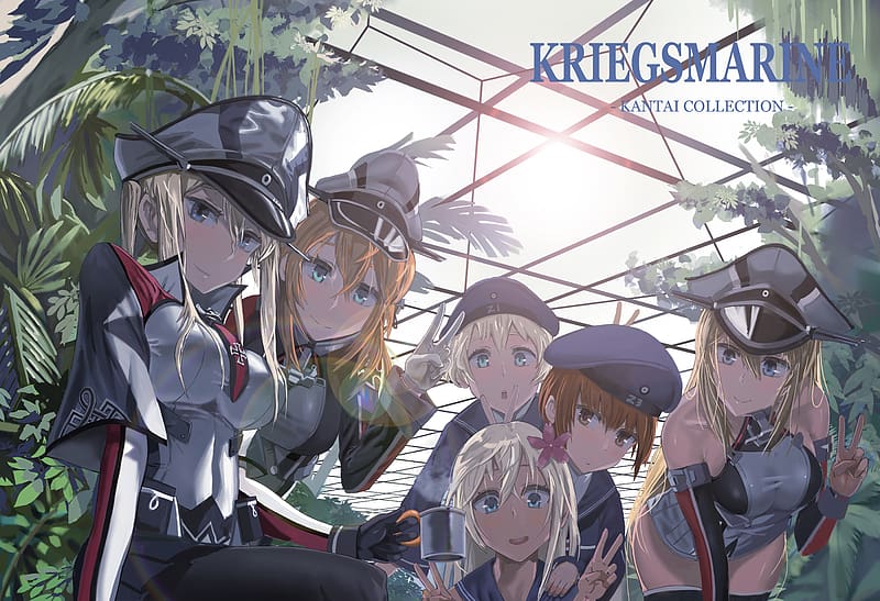 Anime, Kantai Collection, Bismarck (Kancolle), Ro 500 (Kancolle), Prinz Eugen (Kancolle), HD wallpaper