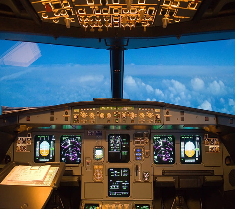 Airbus 320 Cockpit, aircraft, airplane, plane, HD wallpaper