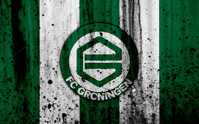 FC Groningen Eredivisie, grunge, logo, soccer, football club, Netherlands, Groningen, art, stone texture, Groningen FC, HD wallpaper