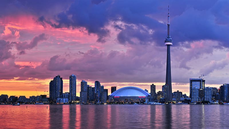 Scenic view Toronto Waterfront Skyline Sunset Bing, HD wallpaper