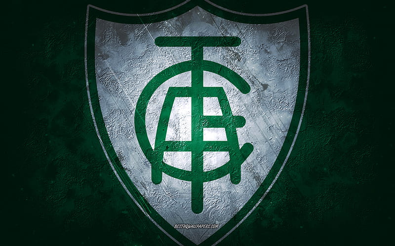 America Mineiro, Brazilian football team, green background, America Mineiro logo, grunge art, Serie A, Brazil, football, America Mineiro emblem, HD wallpaper