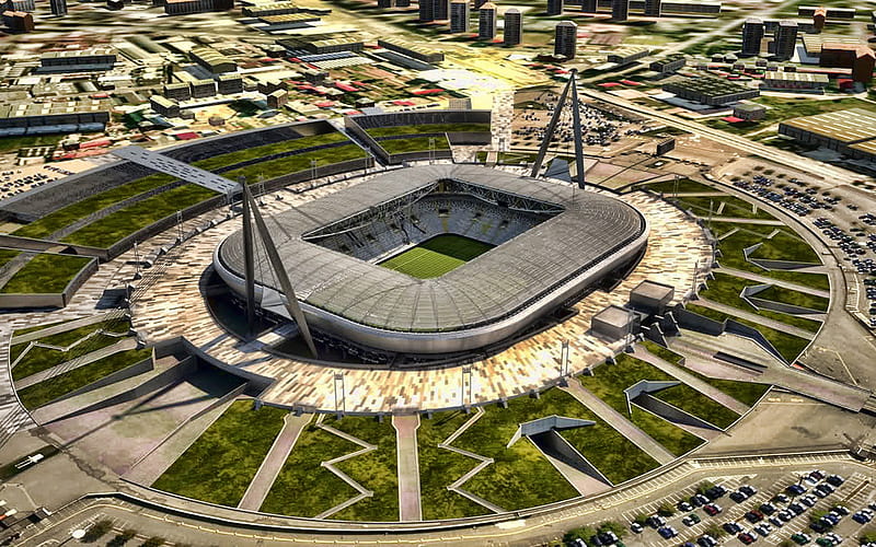 Allianz Stadium, Juventus Stadium, aerial view, football stadium, soccer, Juventus arena, Italy, Juventus new stadium, HD wallpaper