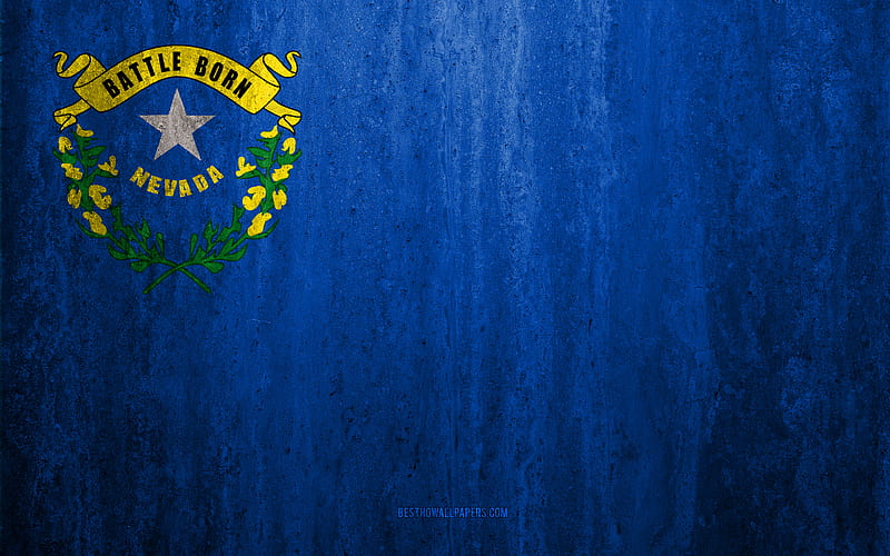Flag of Nevada stone background, American state, grunge flag, Nevada flag, USA, grunge art, Nevada, flags of US states, HD wallpaper