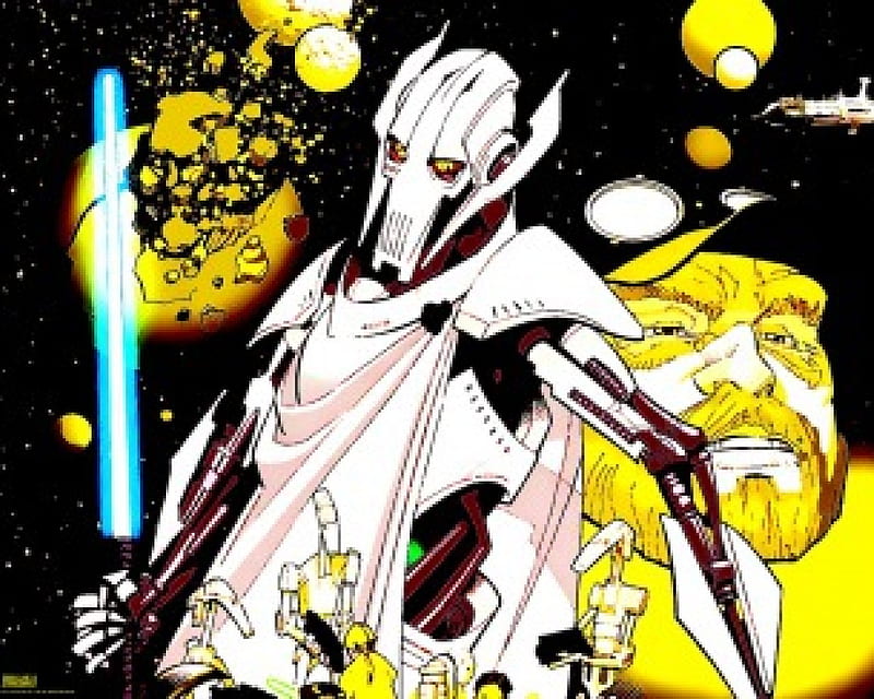 Star Wars comic cover, aliens, action, space, star wars, grevious, science fiction, comic, fantasy, creature, HD wallpaper