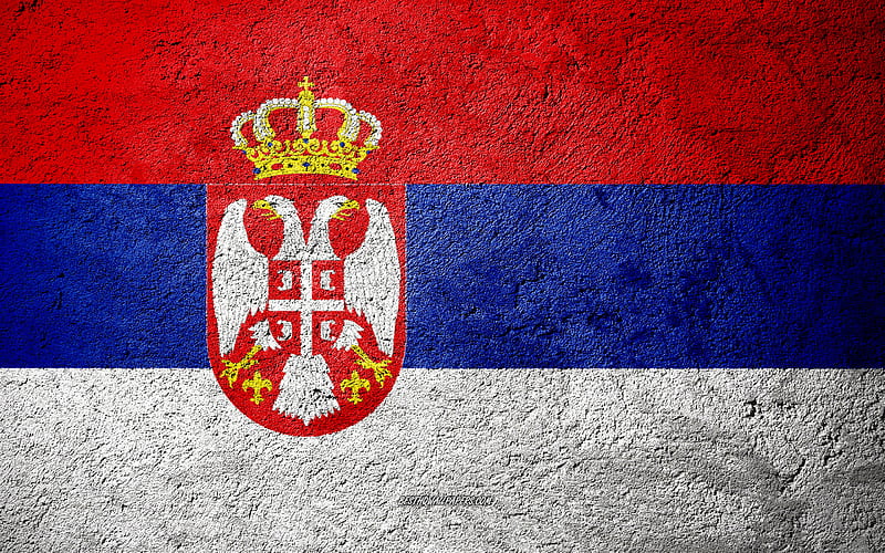 Flag of Serbia, concrete texture, stone background, Serbia flag, Europe, Serbia, flags on stone, HD wallpaper