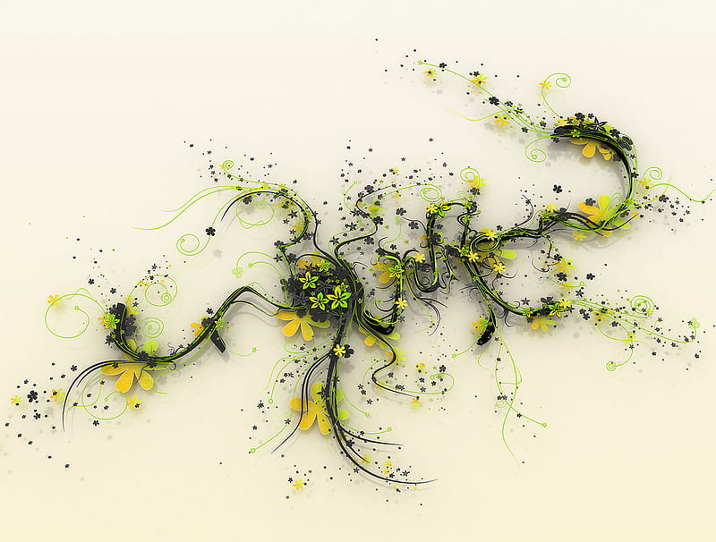 Green Sprig 2, art, bonito, yellow, soft, drops, spring, nice, green, sprig, texture, HD wallpaper