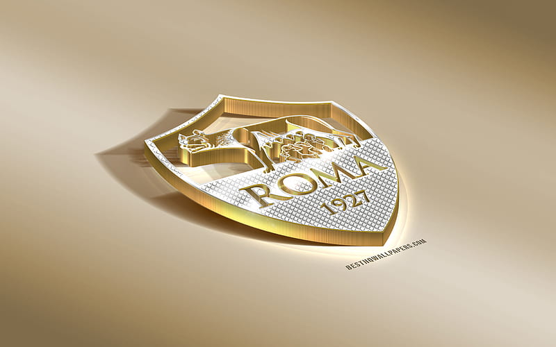 AS Roma, Italian Football Club, Rome, Italy, Serie A, Roma logo, golden 3d emblem, diamond logo, 3d art, Roma FC, HD wallpaper