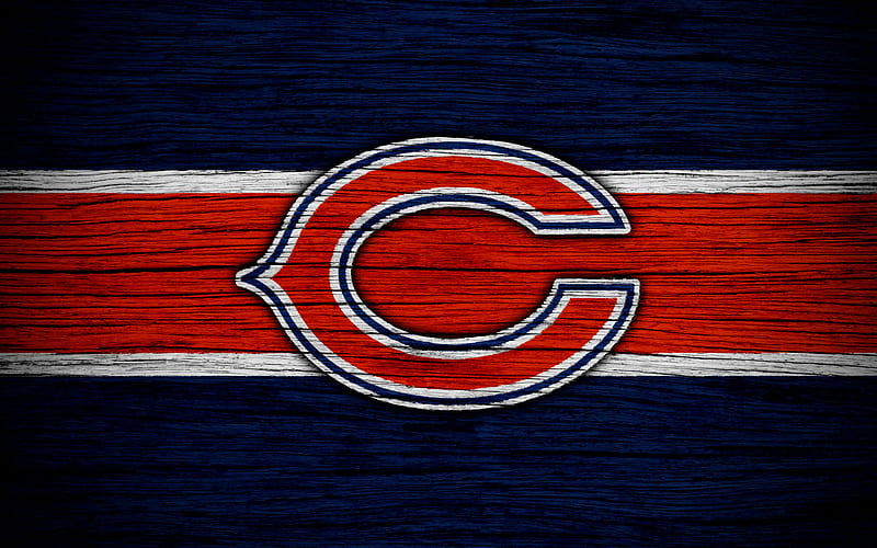 Chicago Bears, NFL wooden texture, american football, logo, emblem, Chicago, Illinois, USA, National Football League, NFC, HD wallpaper