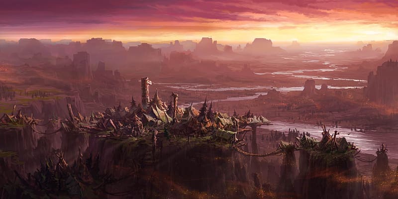 Landscape, Fantasy, World Of Warcraft, Thunder Bluff, HD wallpaper