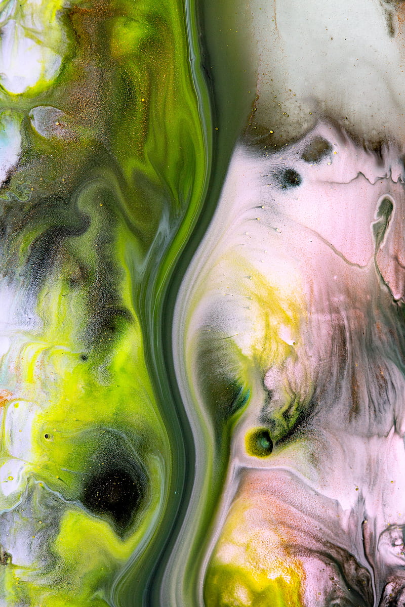 paint, stains, spots, fluid art, abstraction, green, HD phone wallpaper
