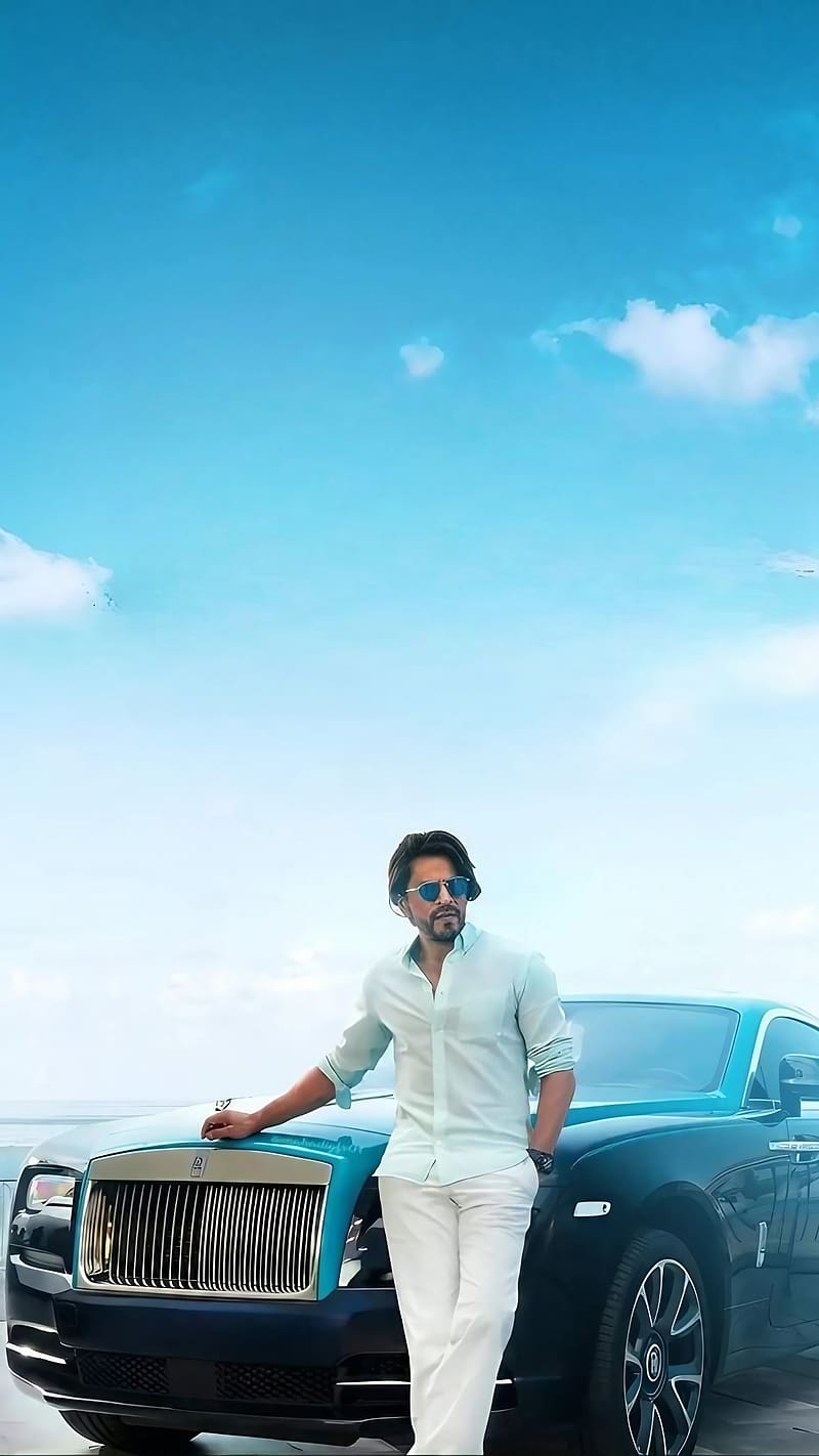 Shahrukh Khan New, Shahrukh Khan with rolls royce, rolls royce, indian actor, hero, HD phone wallpaper