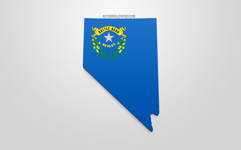 3d flag of Nevada, map silhouette of Nevada, US state, 3d art, Nevada 3d flag, USA, North America, Nevada, geography, Nevada 3d silhouette, HD wallpaper