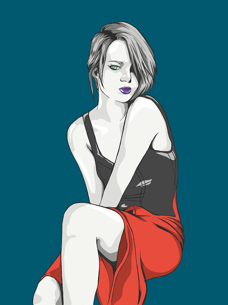 Emma Stone, celebrity, digital art, HD phone wallpaper