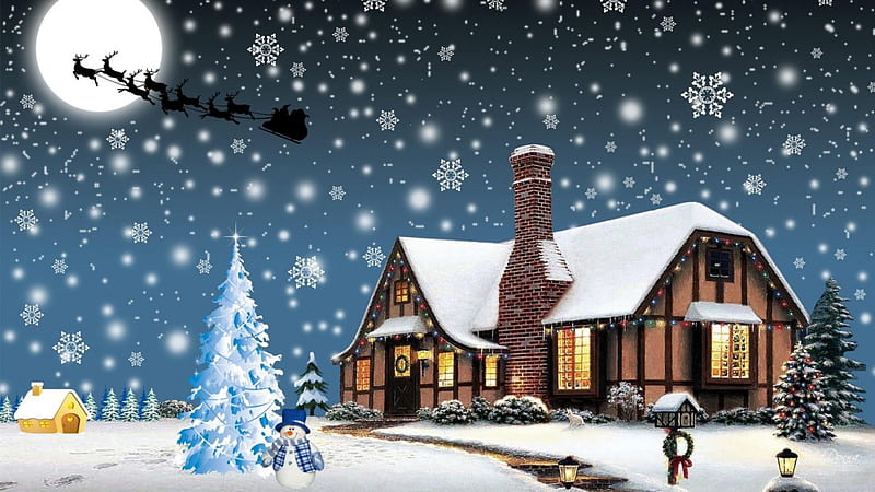 Santa and Rudolph, cartoon, christmas, nose, reindeer, snow, song, HD  wallpaper | Peakpx