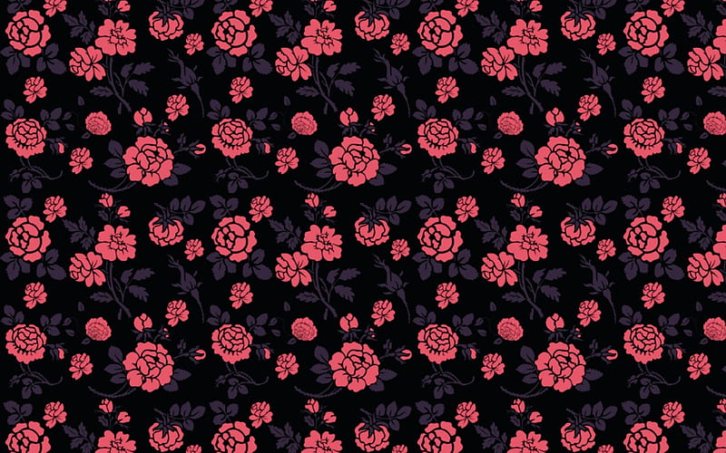 Pattern, rose, texture, black, paper, abstract, pink, vintage, HD wallpaper