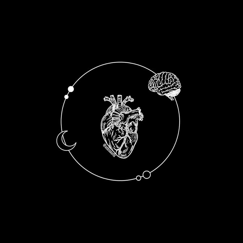 Heart, brain, moon, HD phone wallpaper