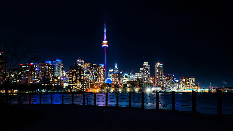 Beautiful Toronto, canada, city, cn tower, lake, lake view, night, night  graphy, HD wallpaper | Peakpx