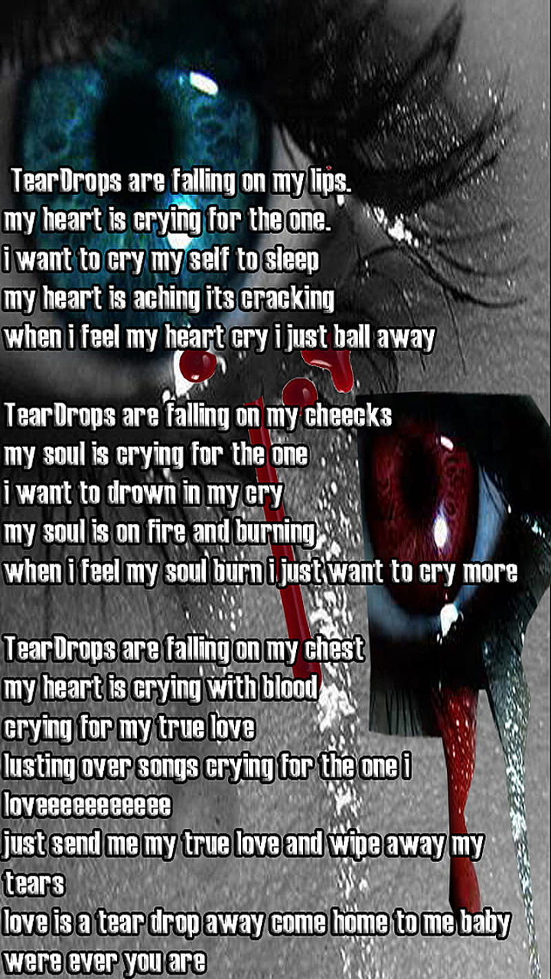 tear drop poem, blood, eyes, love, poem, quotes, tears, HD phone wallpaper