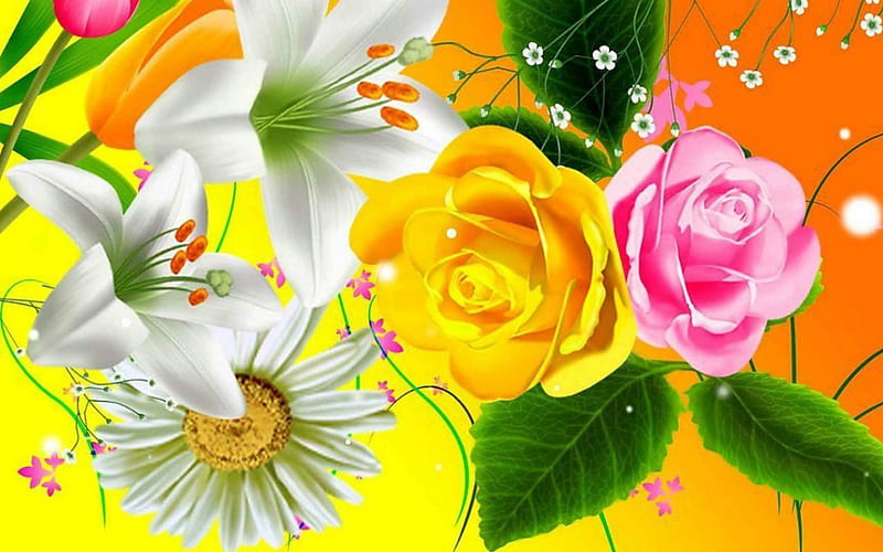 Beautiful flowers, flowers, roses, bloom, bright colors, HD wallpaper