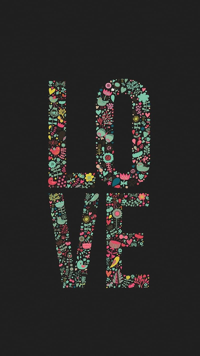 LOVE, baby, black, blue, flower, pink, red, yellow, HD phone wallpaper