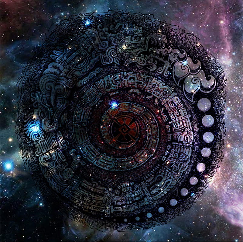 Mayan Spiral space, galaxy, sky, spirit, universe, HD wallpaper