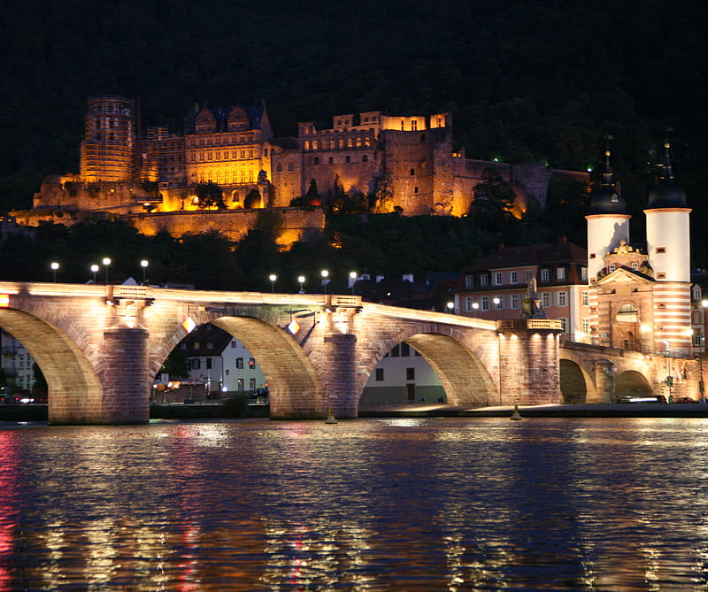 Heidelbergnight, castle, heidelberg, HD wallpaper