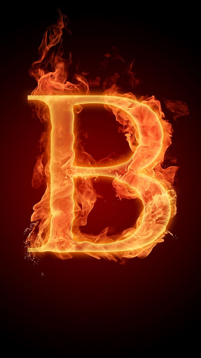 Letters, B In Fire, fire, b letter, alphabet, HD phone wallpaper