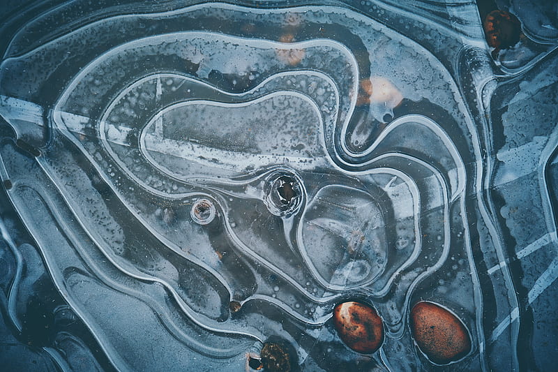 ice, cranny, circles, surface, stone, HD wallpaper
