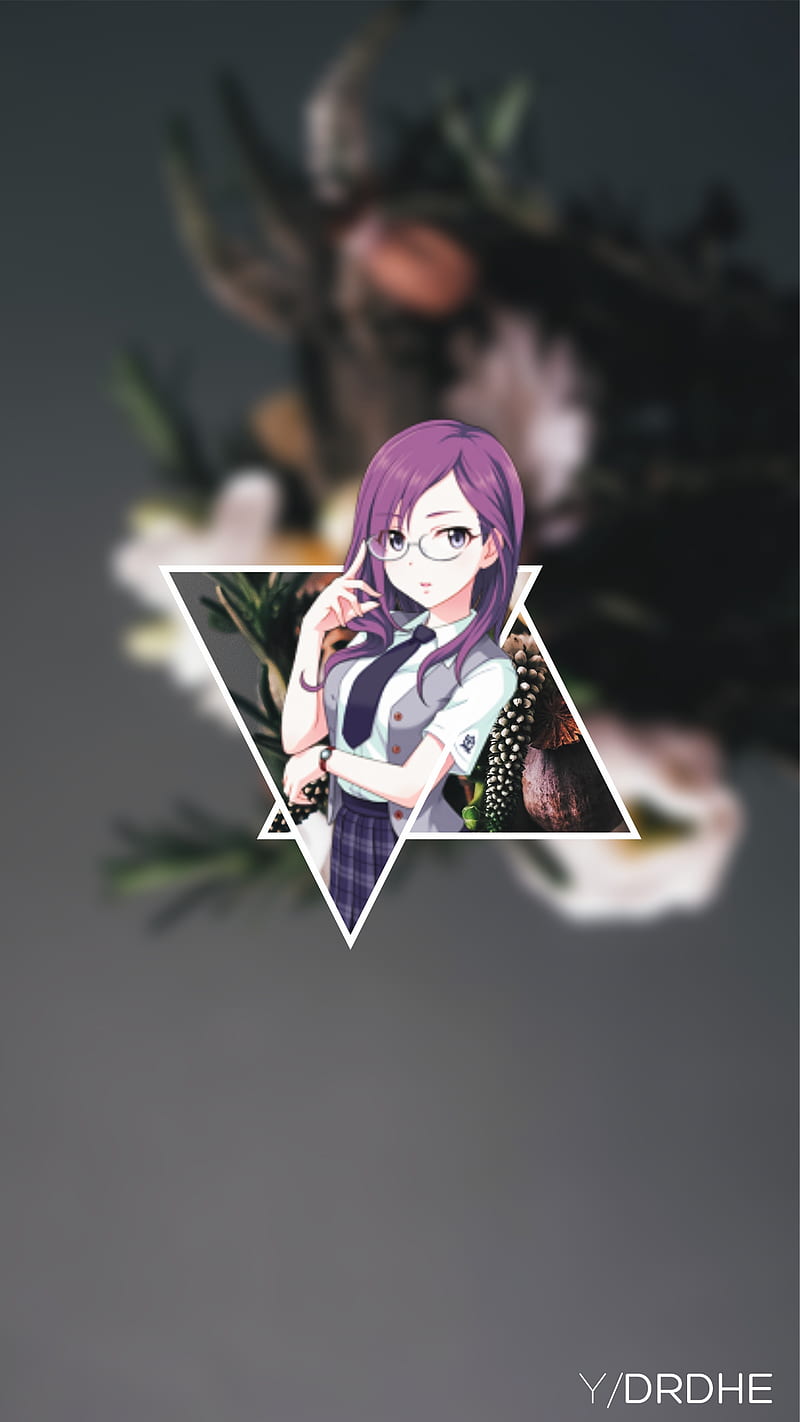 anime girls, glasses, -in-, purple hair, purple eyes, HD phone wallpaper