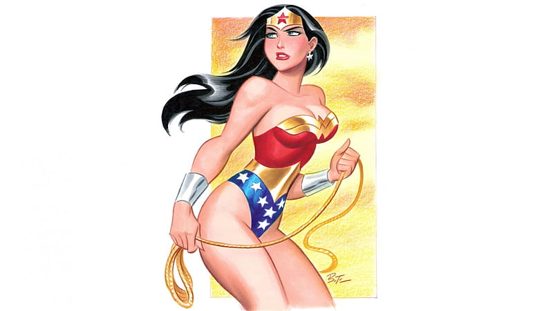 Wonder Woman, brunette, lasso, comics, superheroes, illustration, dc comics, HD wallpaper