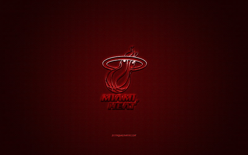 Miami Heat, American basketball club, NBA, red logo, red carbon fiber background, basketball, Miami, Florida, USA, National Basketball Association, Miami Heat logo, HD wallpaper