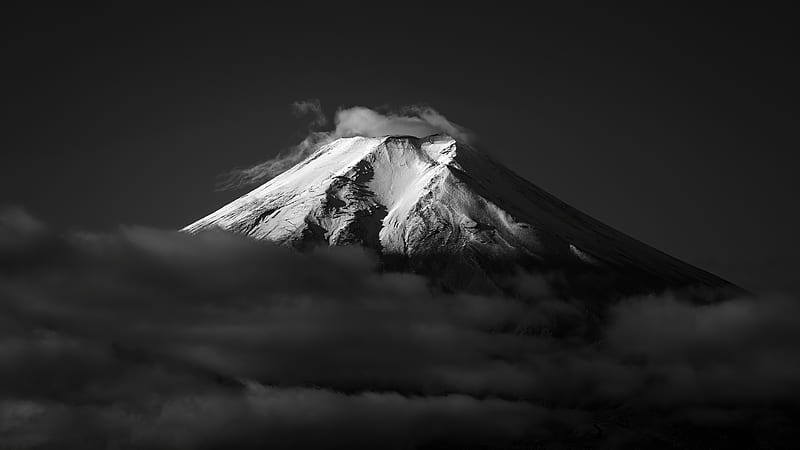 Mount Fuji Monochrome, mount-fuji, mountains, nature, graphy, monochrome, black-and-white, HD wallpaper
