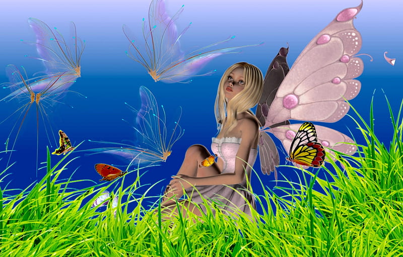 Butterfly Kingdom, pretty, Butterflies, flowers, abstract, fairy, Magic, HD wallpaper