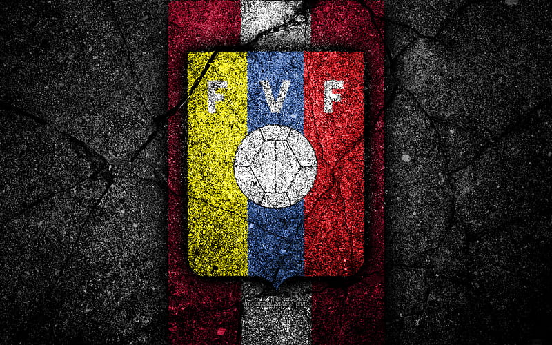Venezuelan football team emblem, grunge, North America, asphalt texture, soccer, Venezuela, logo, South American national teams, black stone, Venezuela national football team, HD wallpaper