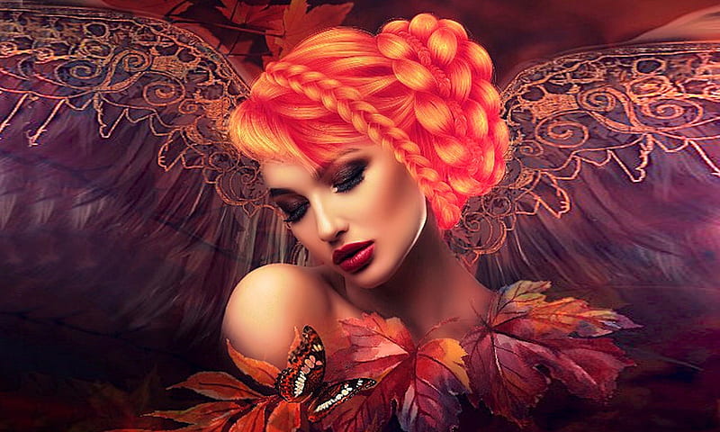 Fantasy Beauty, fantasy, dreamy, redhead, ethereal, beauty, face, woman, softness, HD wallpaper
