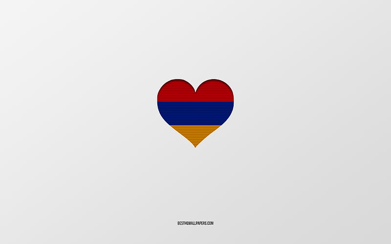 I Love Armenia, European countries, Armenia, gray background, Armenia flag heart, favorite country, Love Armenia, HD wallpaper