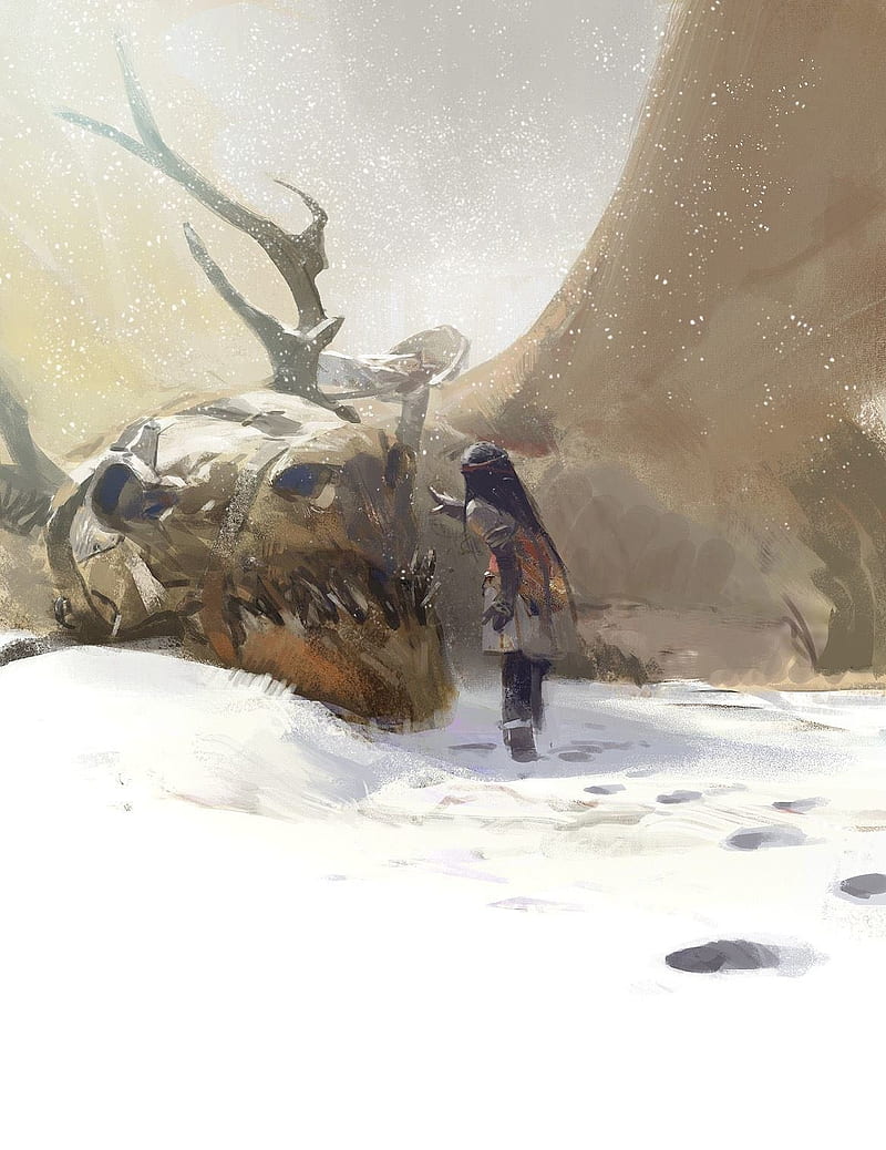 artwork, dragon, snow, HD phone wallpaper