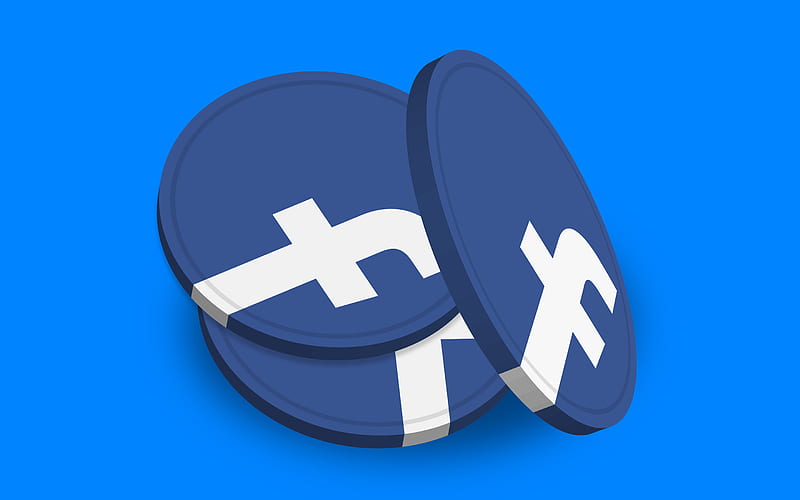 Facebook 3d logo, Facebook 3d chips, blue background, social networks, Facebook logo, Facebook, creative art, Facebook emblem, HD wallpaper