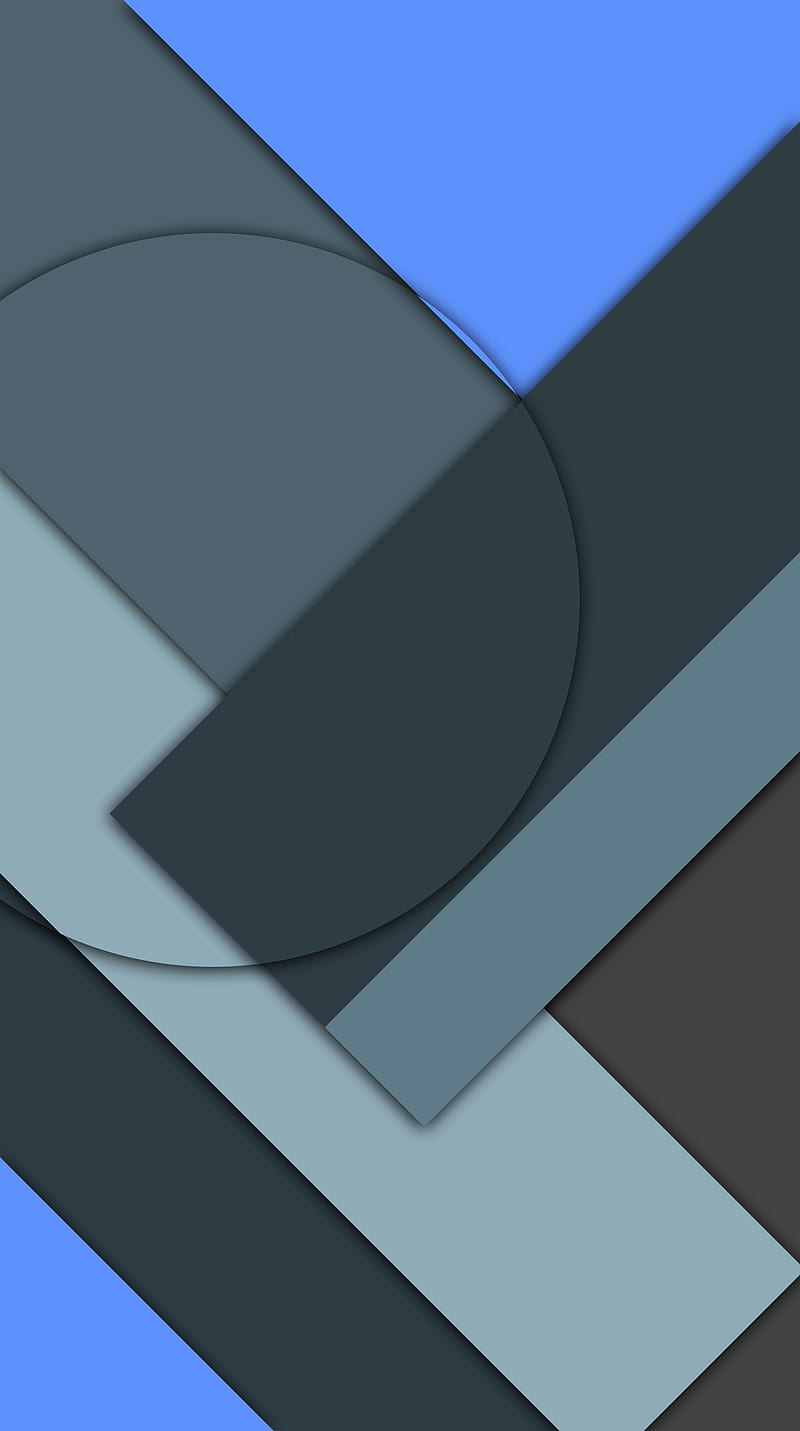 Lifted Material Dark, abstract, blue, flat, gris, minimal, shapes, HD phone wallpaper