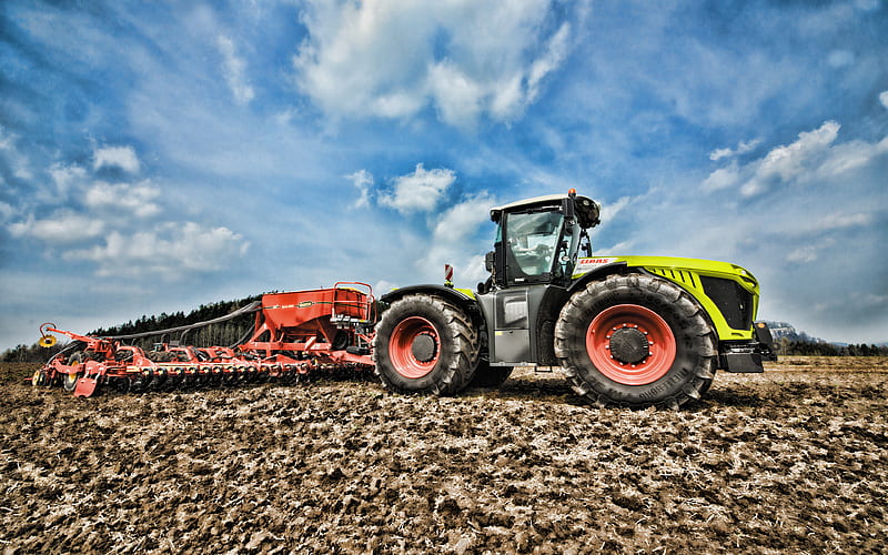 Claas Xerion 4000 R, 2019 tractors, plowing field, agricultural machinery, tractor in the field, agriculture, Claas, HD wallpaper