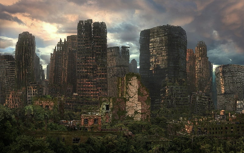 Dystopia, architecture, survival, ruins, apocalypse, fantasy, city, broken down, post apocalyptic, abandoned, HD wallpaper