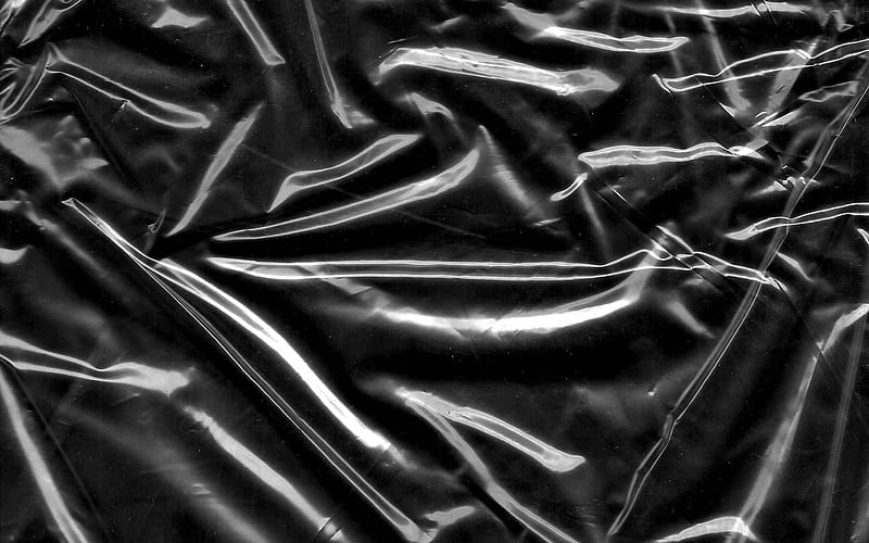 black plastic wrap, macro, waves textures, polyethylene textures, black wavy background, plastic wrap textures, plastic wrap, HD wallpaper