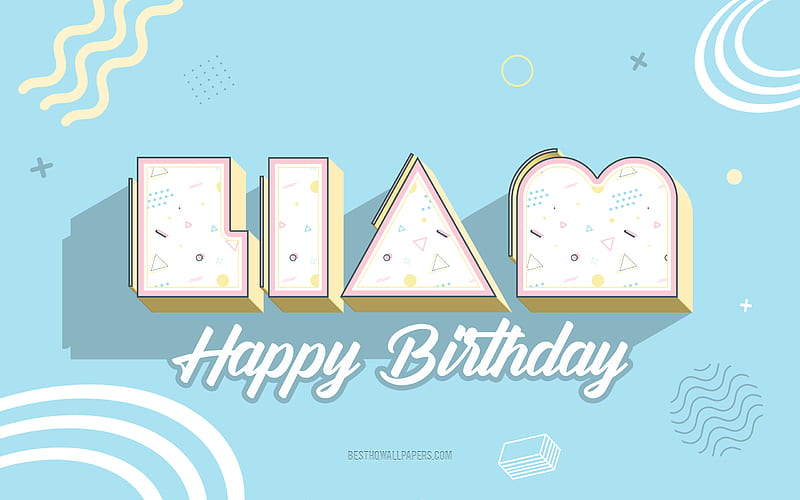 Happy Birtay Liam, Blue Birtay 3d Background, Liam, Blue Background, Happy Liam birtay, Liam Birtay, HD wallpaper