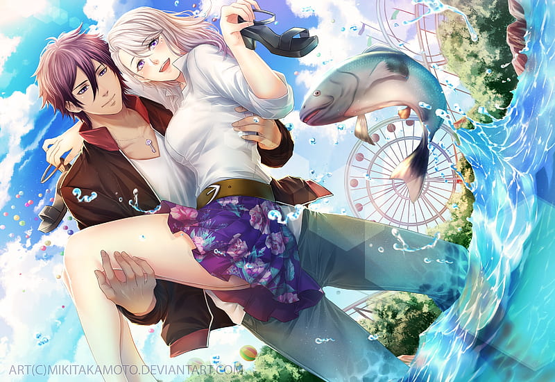 anime couple summer wallpaper