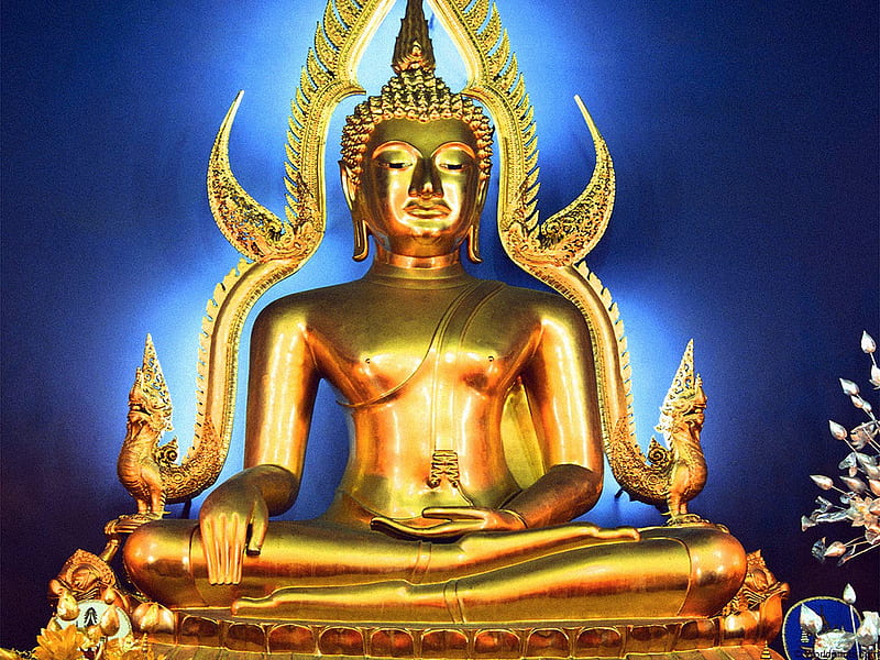 Buddha Twang, buddha, gold, seated, china, HD wallpaper